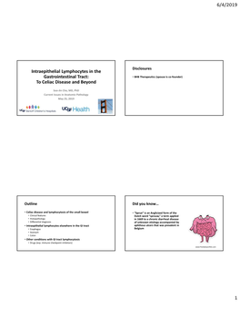 Intraepithelial Lymphocytes in the Gastrointestinal Tract: to Celiac Disease and Beyond