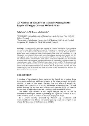 An Analysis of the Effect of Hammer Peening on the Repair of Fatigue Cracked Welded Joints