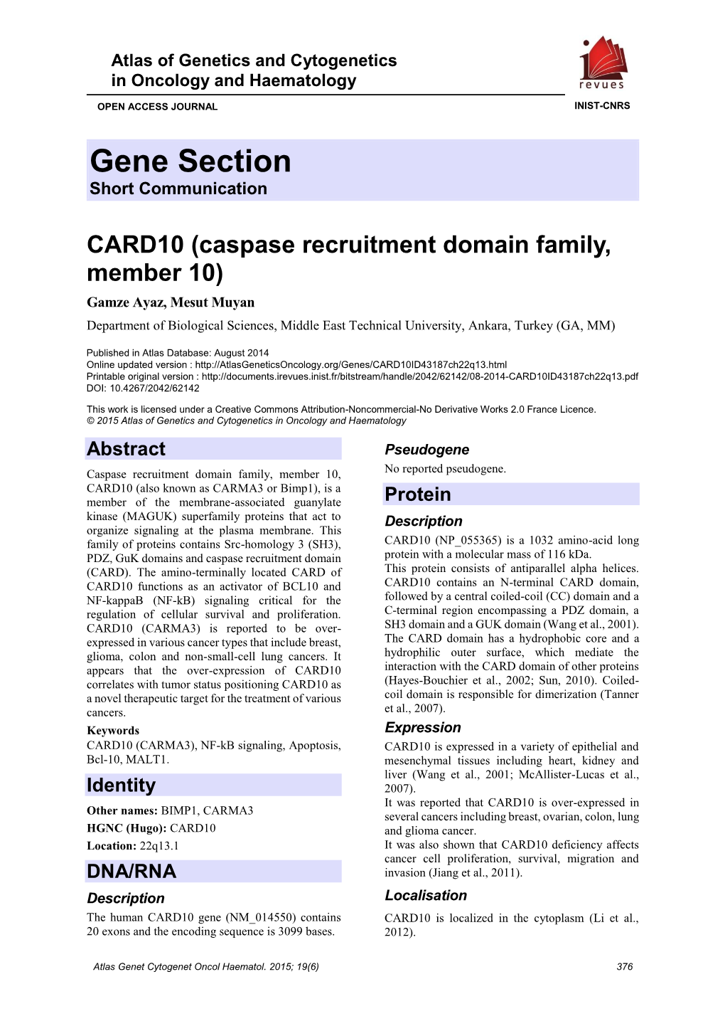 Gene Section Short Communication