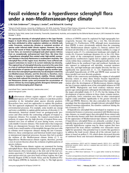 Fossil Evidence for a Hyperdiverse Sclerophyll Flora Under a Non