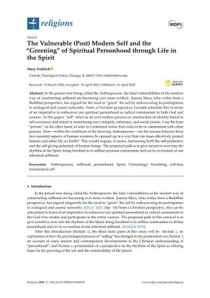 Modern Self and the “Greening” of Spiritual Personhood Through Life in the Spirit