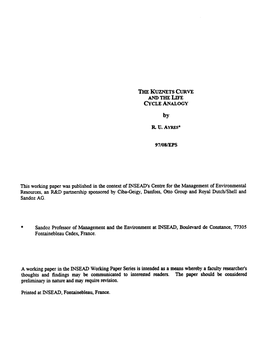 THE KUZNETS CURVE and the LIFE CYCLE ANALOGY by 97/08