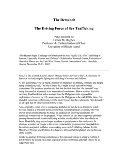 The Demand: the Driving Force of Sex Trafficking