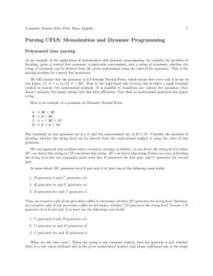 Parsing CFLS: Memoization and Dynamic Programming