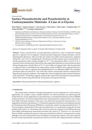 Surface Piezoelectricity and Pyroelectricity in Centrosymmetric Materials: a Case of Α-Glycine