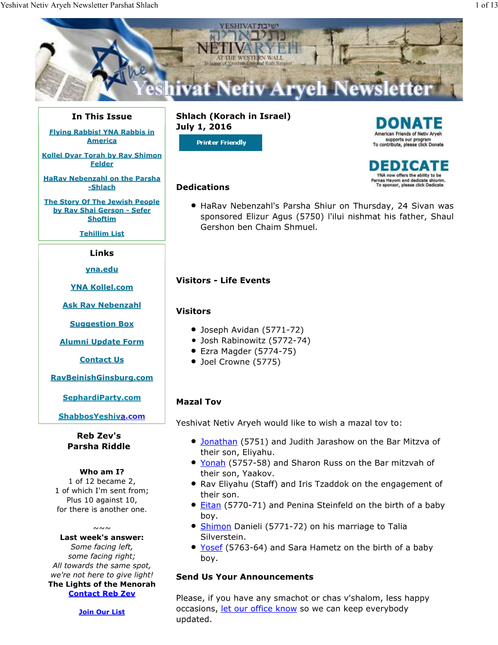 YNA Newsletter