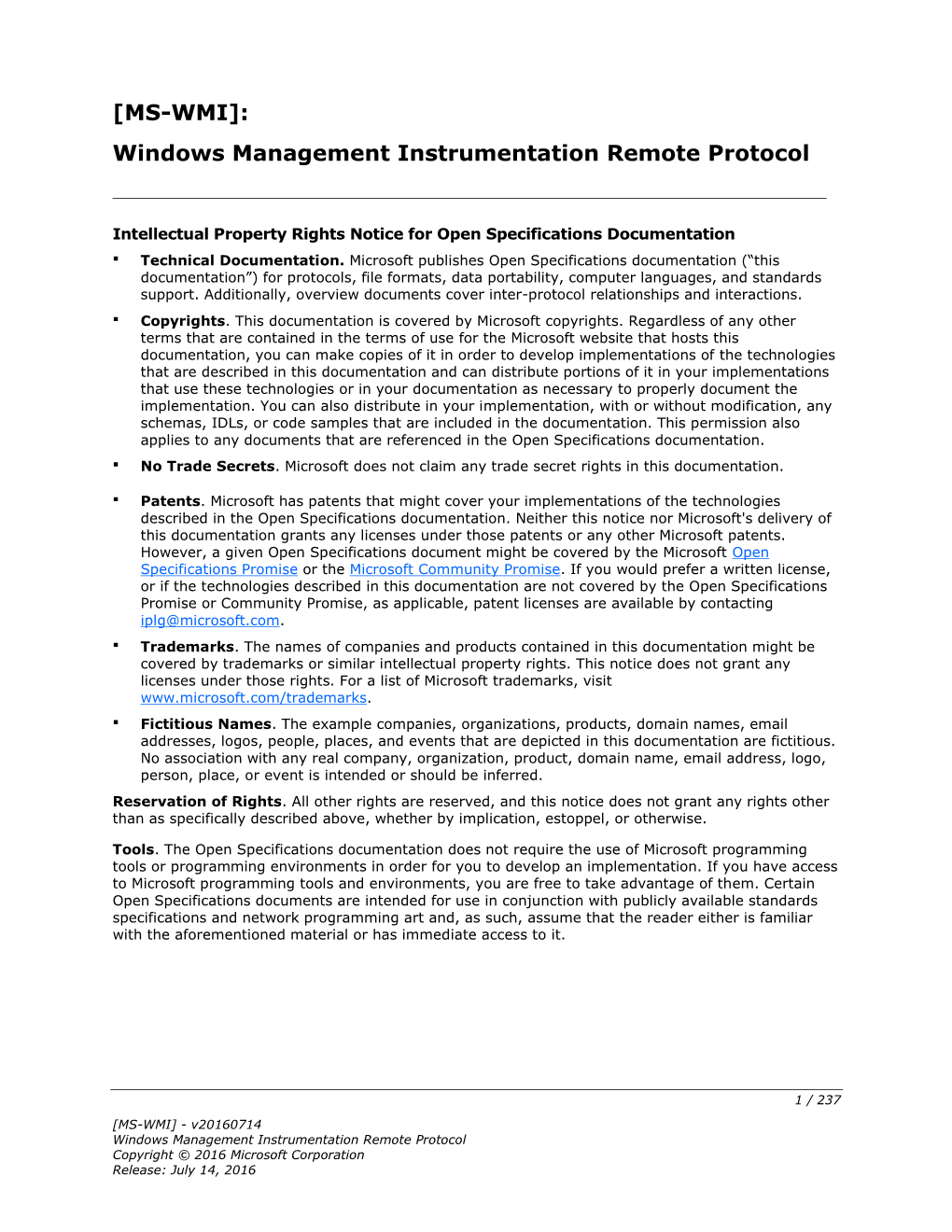 [MS-WMI]: Windows Management Instrumentation Remote Protocol