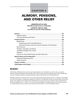 Alimony, Pensions, and Other Relief