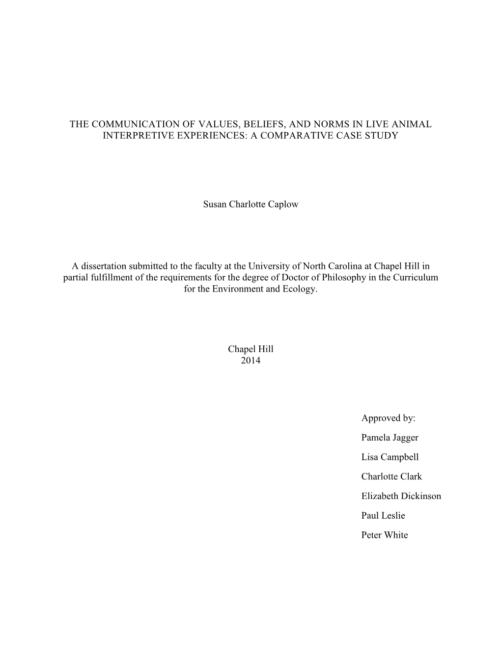 The Communication of Values, Beliefs, and Norms in Live Animal Interpretive Experiences: a Comparative Case Study