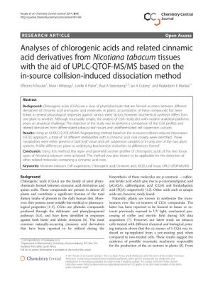 Analyses of Chlorogenic Acids and Related Cinnamic