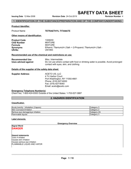 SAFETY DATA SHEET Issuing Date 12-Mar-2008 Revision Date 24-Oct-2019 Revision Number 4