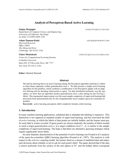 Analysis of Perceptron-Based Active Learning