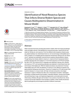 Identification of Novel Rosavirus Species That Infects Diverse Rodent Species and Causes Multisystemic Dissemination in Mouse Model