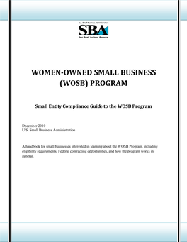 Women Owned Small Business (Wosb) Program