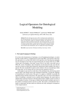 Logical Operators for Ontological Modeling