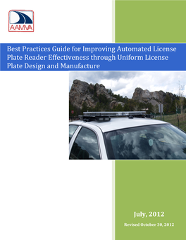 Best Practices Guide for Improving Automated License Plate Reader Effectiveness Through Uniform License Plate Design and Manufacture