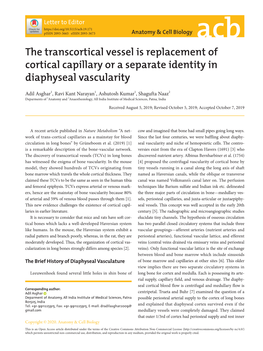 The Transcortical Vessel Is Replacement of Cortical Capillary Or a Separate Identity in Diaphyseal Vascularity