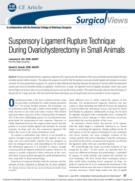 Suspensory Ligament Rupture Technique During Ovariohysterectomy in Small Animals