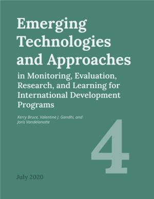 Emerging Technologies and Approaches in Monitoring, Evaluation, Research, and Learning for International Development Programs