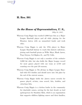 H. Res. 501 in the House of Representatives, U