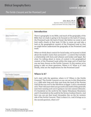 Transcript - NT110 Biblical Geography Basics ﻿ NT110 Biblical Geography - Transcript Rights Reserved