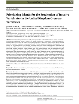 Prioritizing Islands for the Eradication of Invasive Vertebrates in the United Kingdom Overseas Territories