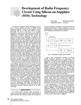 Development of Radio Frequency Circuit Using Silicon-On-Sapphire (SOS) Technology