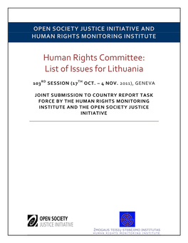 Human Rights Committee: List of Issues for Lithuania