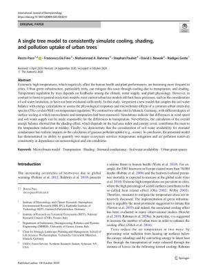 A Single Tree Model to Consistently Simulate Cooling, Shading, and Pollution Uptake of Urban Trees