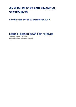 LEEDS DIOCESAN BOARD of FINANCE Company Number - 8823593 Registered Charity Number – 1155876