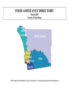 FOOD ASSISTANCE DIRECTORY March 2007 County of San Diego