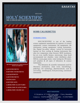 Holy Scientific the Ultimate Solution of Lab Instruments
