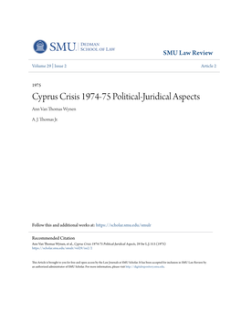 Cyprus Crisis 1974-75 Political-Juridical Aspects Ann Van Thomas Wynen