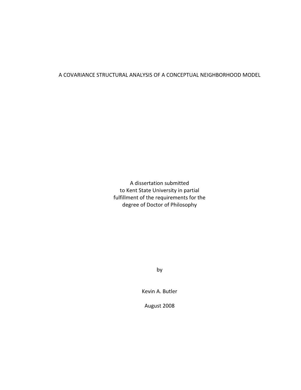 A Covariance Structural Analysis of a Conceptual Neighborhood Model