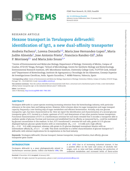 Hexose Transport in Torulaspora Delbrueckii: Identification of Igt1, A
