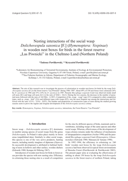Nesting Interactions of the Social Wasp Dolichovespula Saxonica [F