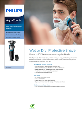 S5400/06 Philips Wet and Dry Electric Shaver with Aquatec Wet &