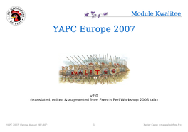 Module Kwalitee YAPC Europe 2007