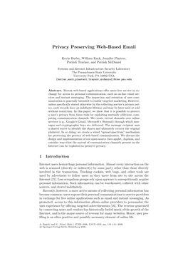Privacy Preserving Web-Based Email