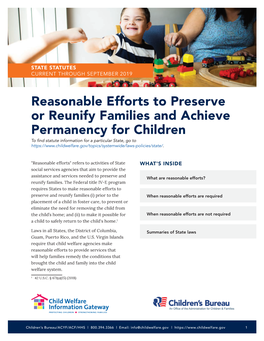 Reasonable Efforts to Preserve Or Reunify Families and Achieve