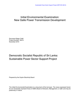 Sri Lanka: Sustainable Power Sector Support Project