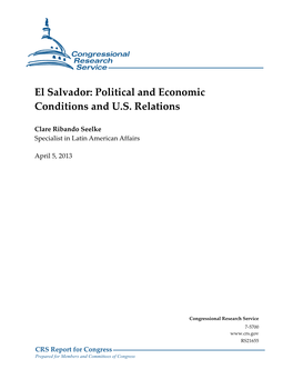 El Salvador: Political and Economic Conditions and U.S. Relations