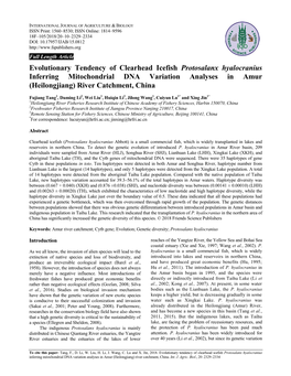 Evolutionary Tendency of Clearhead Icefish Protosalanx Hyalocranius Inferring Mitochondrial DNA Variation Analyses in Amur (Heilongjiang) River Catchment, China