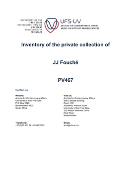 Inventory of the Private Collection of JJ Fouché PV467