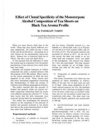 Effect of Clonal Specificity of the Monoterpene Alcohol Composition of Tea Shoots on Black Tea Aroma Profile