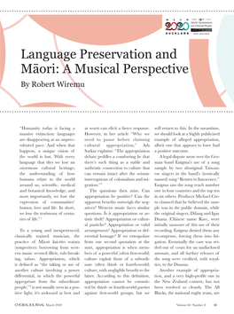 Language Preservation and Māori: a Musical Perspective by Robert Wiremu