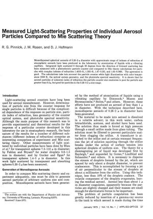 Measured Light-Scattering Properties of Individual Aerosol Particles Compared to Mie Scattering Theory