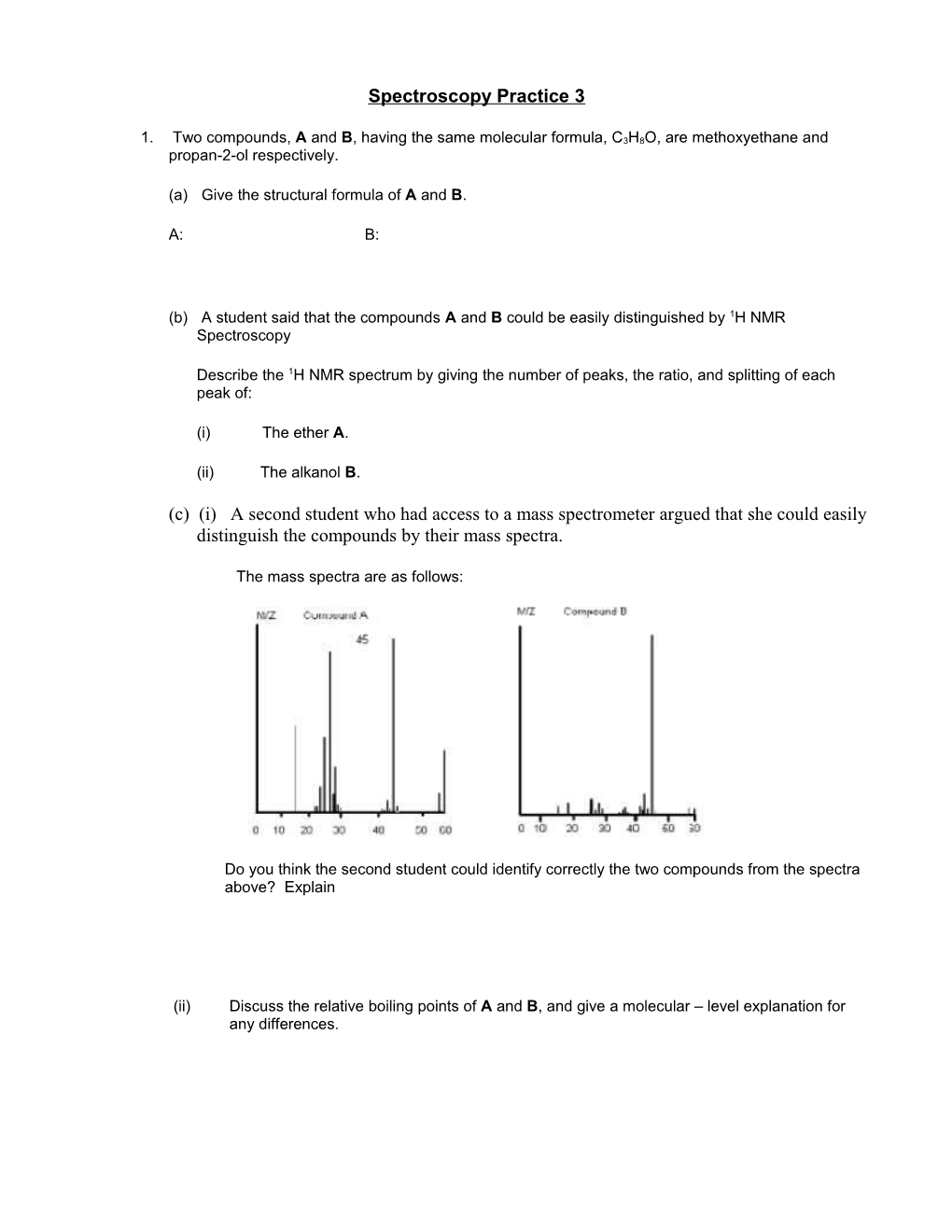 IB Chemistry 3-4 Spectroscopy Worksheet III