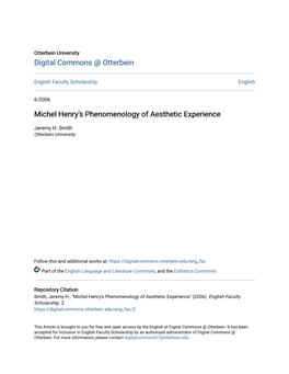 Michel Henry's Phenomenology of Aesthetic Experience