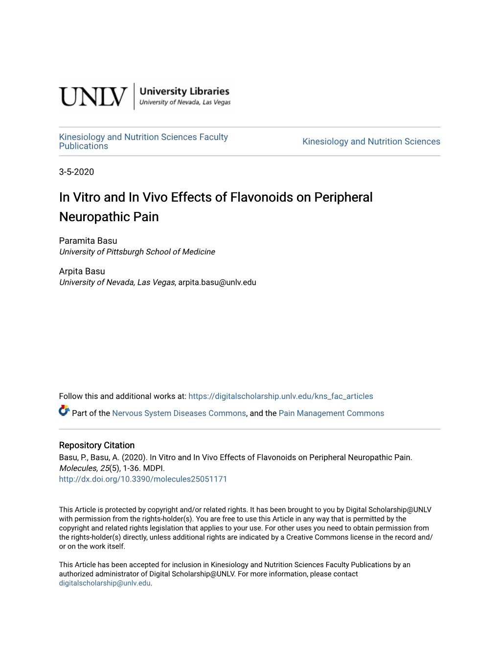 In Vitro and in Vivo Effects of Flavonoids on Peripheral Neuropathic Pain